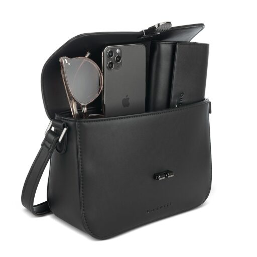 Bugatti Crossbody kabelka cez rameno Nela M 49384901 čierna priehradky