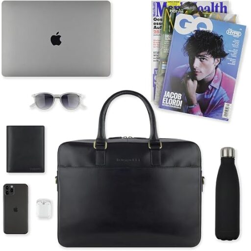 Bugatti kožená taška na notebook Remo 49239201 čierna čo všetko sa do tašky zmestí