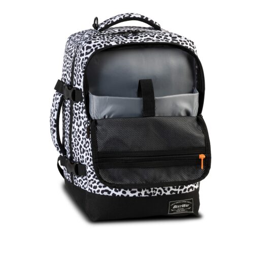 BestWay Cestovný batoh 40x25x20 cm Cabin Pro Smal 40290-0120 bielo-čierny vzor vrecko na notebook