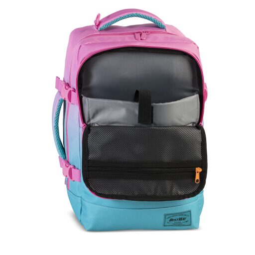 BestWay Cestovný batoh 40x25x20 cm Cabin Pro Smal 40290-2522 modro-ružový vrecko na notebook