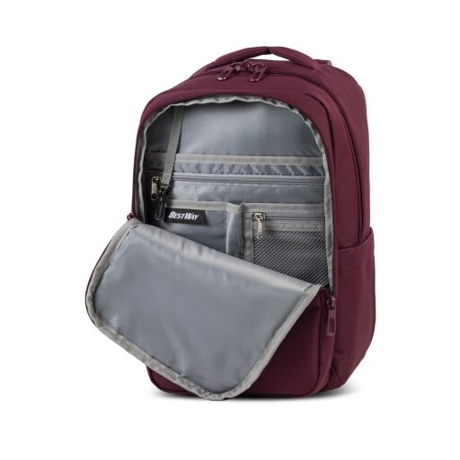 BestWay Cestovný batoh 40x25x20 cm Cabin Pro Ultimate Small 40326-4800 vínovo červený otvorený