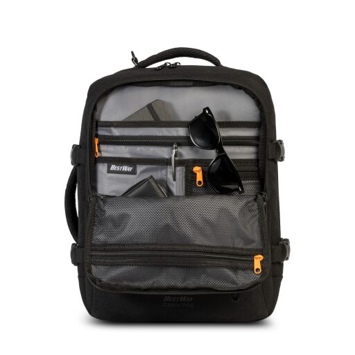 BestWay Cestovný batoh 40x30x20 cm Cabin Pro 40359-0100 čierny otvorený