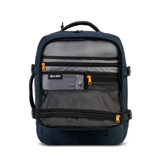 BestWay Cestovný batoh 40x30x20 cm Cabin Pro 40359-0600 tmavomodrý otvorený
