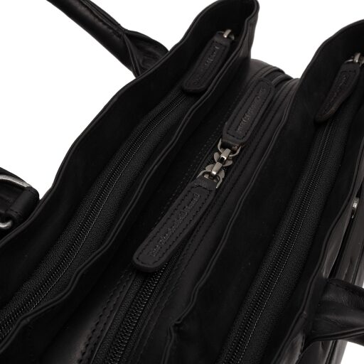 Dámska kožená business kabelka do ruky aj cez rameno The Chesterfield Brand Passau C48.129800 čierna detail dvojcestného zipsu