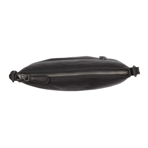 Kožená kabelka cez rameno The Chesterfield Brand Redding čierna C48.130700 - hlavná priehradka formátu A5 na zips