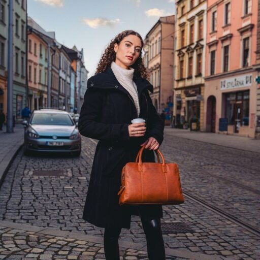 The Chesterfield Brand Dámska kožená kabelka do ruky i cez rameno Layton C48.134531 koňaková v ruke