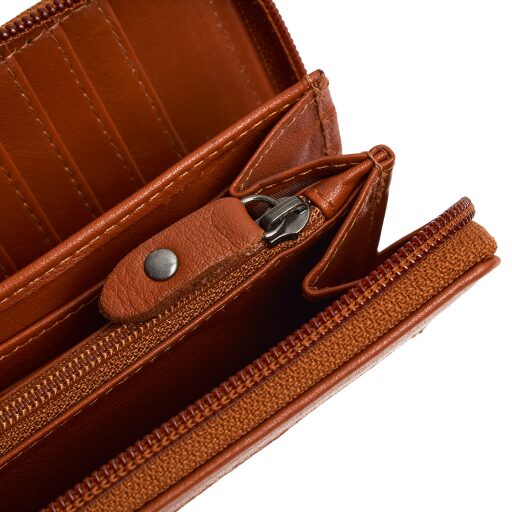 The Chesterfield Brand Dámska kožená peňaženka RFID Mirelle koňaková zipsová priehradka