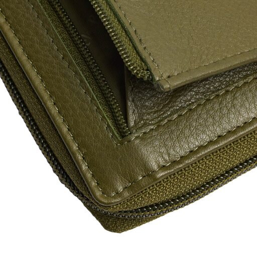 The Chesterfield Brand Dámska kožená peňaženka RFID Mirelle olivová detail