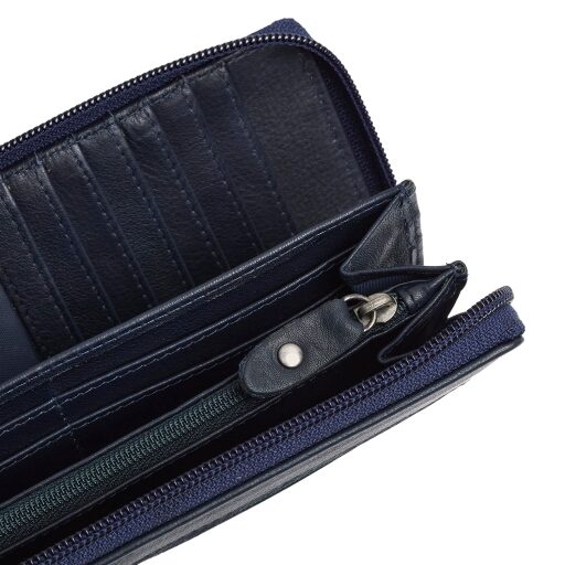 The Chesterfield Brand Dámska kožená peňaženka RFID Mirelle tmavo modrá na mince