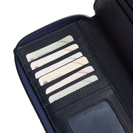The Chesterfield Brand Dámska kožená peňaženka RFID Mirelle tmavomodrá na karty