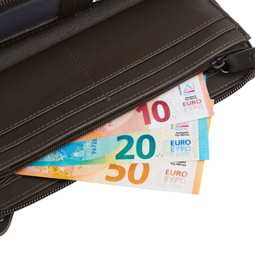 The Chesterfield Brand Dámska kožená peňaženka RFID Mirelle tmavošedá na bankovky