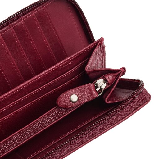 The Chesterfield Brand Dámska kožená peňaženka RFID Mirelle vínovo červená na mince