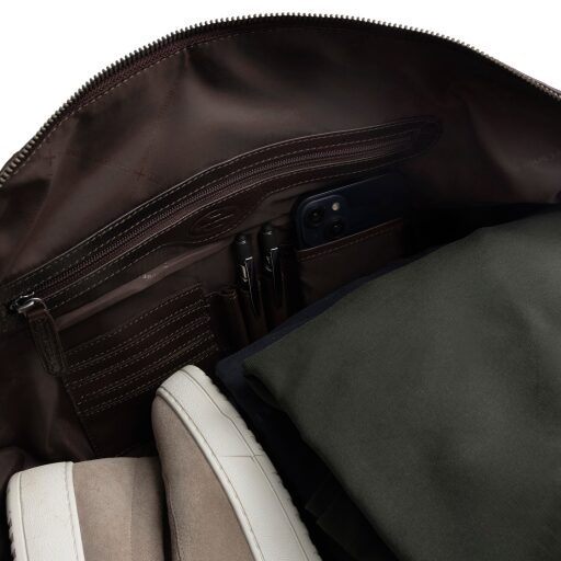 The Chesterfield Brand Kožená cestovná taška - weekender Amaris C20.006501 hnedá otvorená