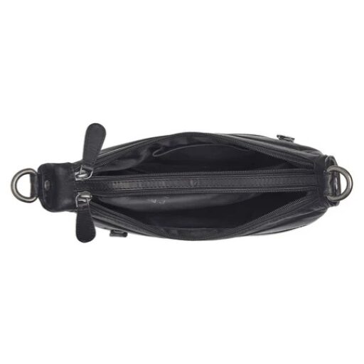 The Chesterfield Brand Kožená hobo kabelka cez rameno / crossbody Mirave C48.139000 čierna otvorená