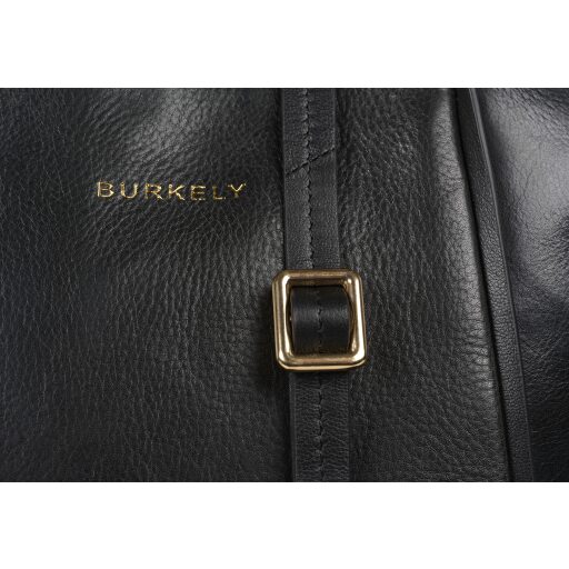 BURKELY kožená kabelka do ruky aj cez rameno Fine Florence 1001702.34.10 čierna logo