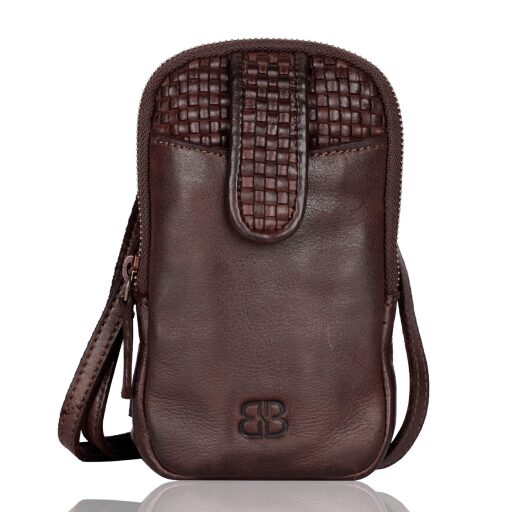 Bellicci Kožená kabelka na mobil EMBERLY hnedá BEEV-42/155 DARK BROWN predná strana