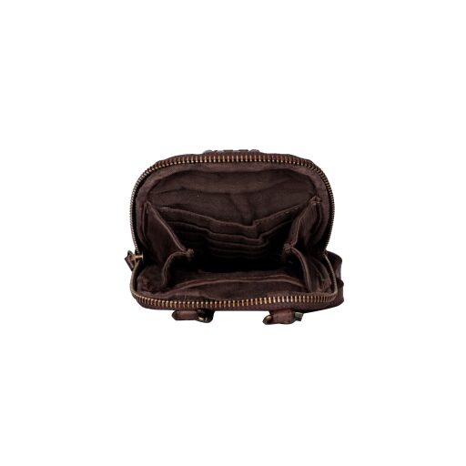 Bellicci Kožená crossbody kabelka na telefón hnedá EMBERLY DBR - priehradky na karty