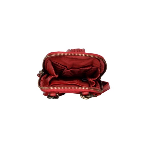 Bellicci Kožená crossbody kabelka na telefón červená EMBERLY RED - priehradky na karty