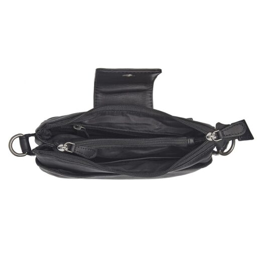 The Chesterfield Brand kožená kabelka cez rameno / crossbody Calora C48.140700 čierna otvorená