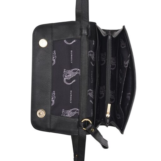 BURKELY Kožená kabelka cez rameno / crossbody Demi 1001905.46.10 čierna otvorená