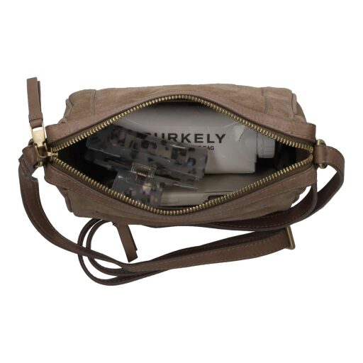 BURKELY kožená kabelka cez plece / crossbody 1002106.25.25 svetlohnedá otvorená