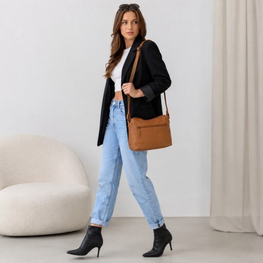 DANIEL RAY kabelka cez rameno / crossbody Muswellbrook DRL 16.1598.31 koňaková na modelke