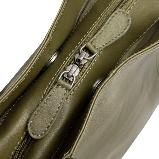 The Chesterfield Brand Kožená kabelka cez rameno Nerissa C48.143702 olivová obojsmerný zips