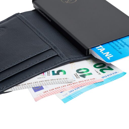 Kožená peňaženka - puzdro na karty RFID Althea tmavo modrá na bankovky