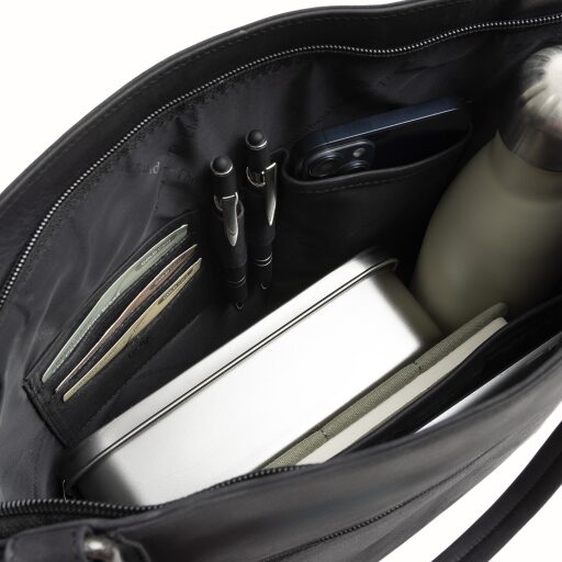 The Chesterfield Brand Kožená shopper kabelka Elira C48.143900 čierna vnútorné priehradky