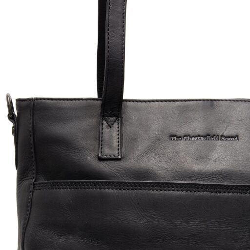 The Chesterfield Brand Kožená shopper kabelka na notebook Mosel C38.022500 čierna logo