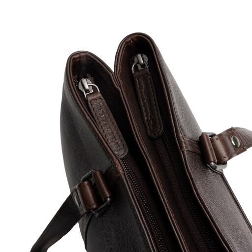 The Chesterfield Brand Kožená shopper kabelka na notebook 14" Alverino C38.022901 hnedá detail zips
