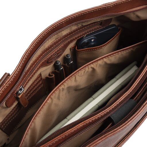 The Chesterfield Brand Kožená shopper kabelka na notebook 14" Alverino C38.022931 koňaková vnútorné priehradky