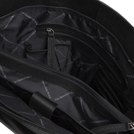 Kožená shopper kabelka na notebook BERLIN C38.016000 čierna vnútorný náhľad
