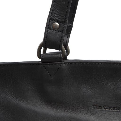 Kožená shopper kabelka na notebook BERLIN C38.016000 čierna detail