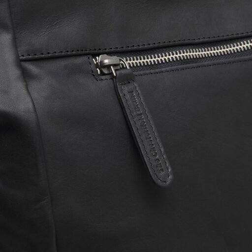 Kožená shopper kabelka na notebook BERLIN C38.016000 čierna zadná priehradka
