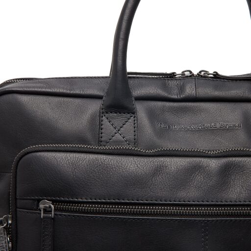 The Chesterfield Brand Kožená taška na notebook 16" Tacama C40.110700 čierna detail predná strana