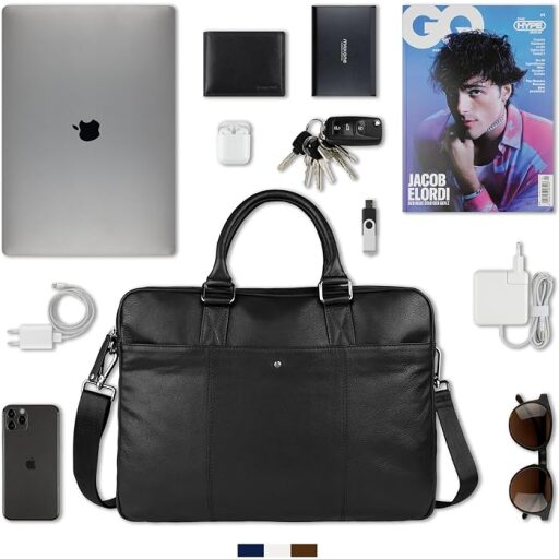 Bugatti kožená taška na notebook 17" Black Magic 49127601 čierna