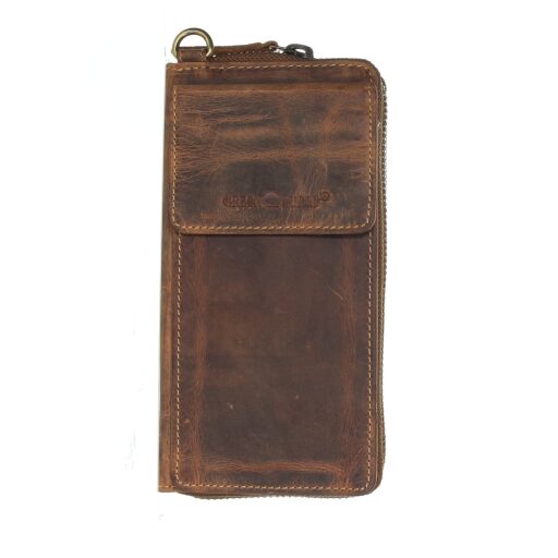 Greenburry kožená vintage kabelka/peňaženka na mobil Asher 1569-25 hnedá
