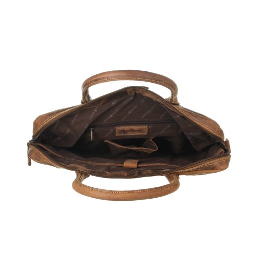 Greenburry kožená vintage taška na notebook 15,6" Amber 1646-25 hnedá vnútorné priehradky