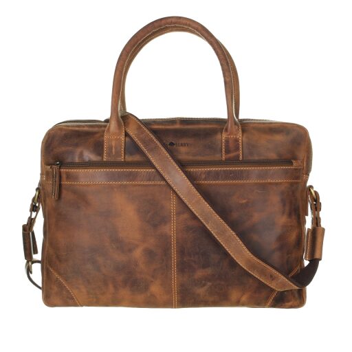 Greenburry kožená vintage taška na notebook 15,6" Amber 1646-25 hnedá predná strana