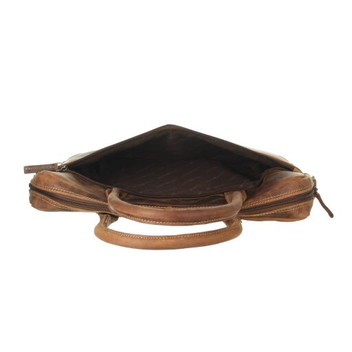 Greenburry kožená vintage taška na notebook 15,6" Amber 1646-25 hnedá predné vrecko