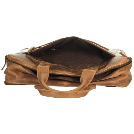 Greenburry kožená vintage taška na notebook 17" 1572-25 hnedá zadné malé vrecko