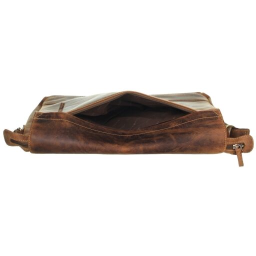 Greenburry kožená vintage taška na notebook 14" 1766B-25 hnedá zadné malé vrecko