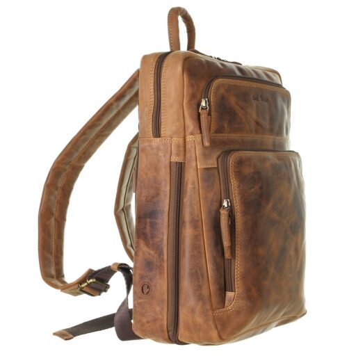 Greenburry kožený batoh na notebook Wildgrain hnedý bočná strana