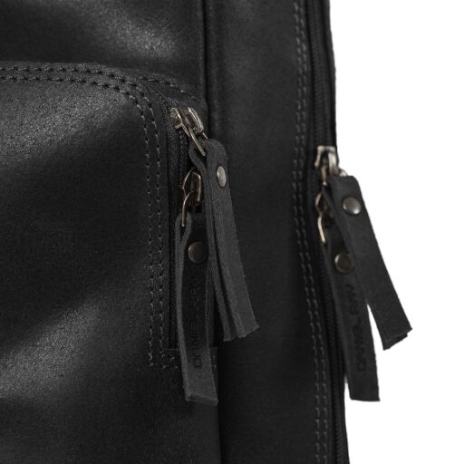 DANIEL RAY kožený business batoh Bacchus DRL 25.1559.00 čierny detail zipsov