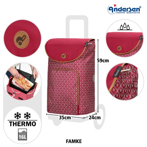 Andersen Nákupná taška schodolez SCALA SHOPPER TREPPENSTEIGER® FAMKE 119-174-70 červená