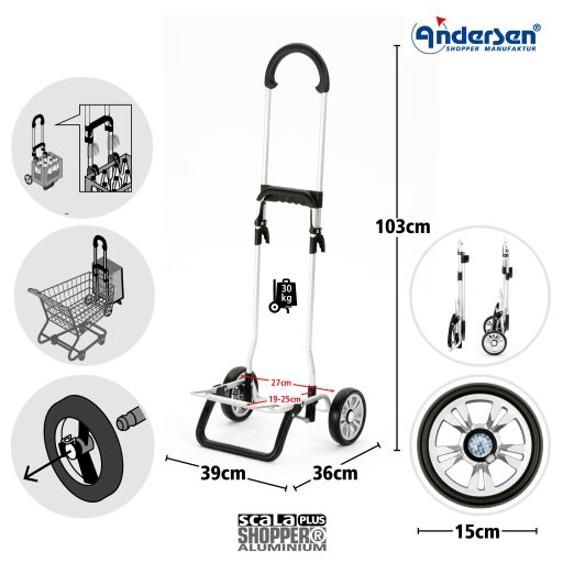 Andersen Nákupná taška na kolieskach SCALA SHOPPER® PLUS WEDA 133-201-80 čierna konštrukcia