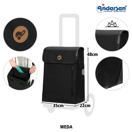 Andersen Nákupná taška na kolieskach SCALA SHOPPER® PLUS WEDA 133-201-80 čierna