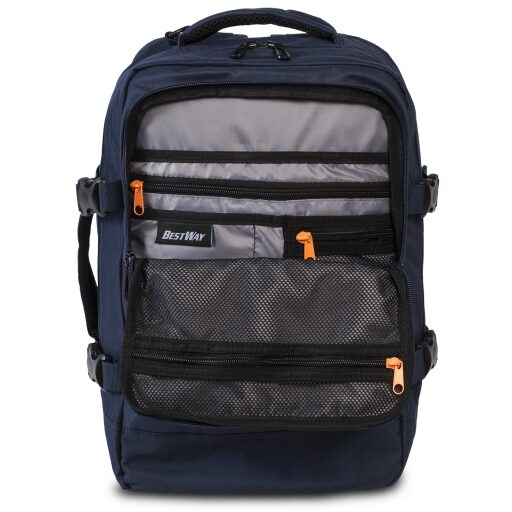 BestWay Cestovný batoh 40x25x20 cm Cabin Pro Small 40328-0600 modrý - predná priehradka s organizérom