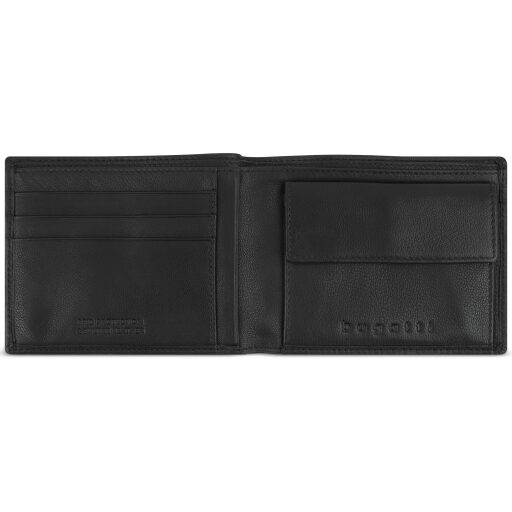 Bugatti pánska kožená peňaženka RFID Black Magic 49123801 čierna otvorená